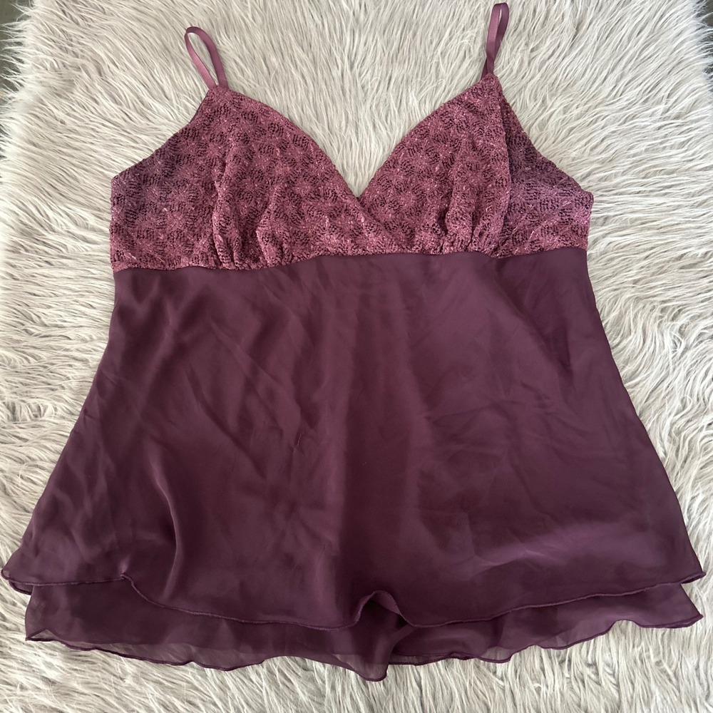 Vintage Torrid Purple Tank Top Womens Size 3 Sleeveless Lace Mesh Shirt